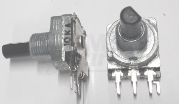 (Pot 0007) Potmeter 10KA (lin) mono Center lock D-shaft 6mm Ø10mm Origineel Eela audio