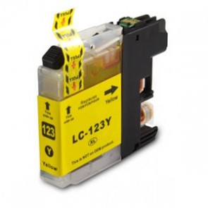 Brother LC-123Y inktcartridge geel + chip (huismerk)